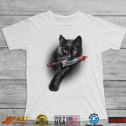 Black Cat Yellow Eye Halloween Cats Tee T Shirt   Copy