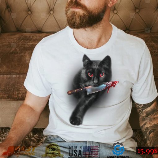 Black Cat Yellow Eye Halloween Cats Tee T Shirt   Copy