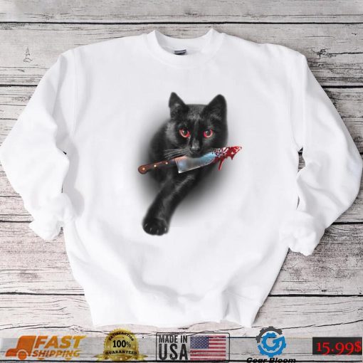 Black Cat Yellow Eye Halloween Cats Tee T Shirt   Copy