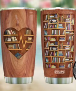 Book Lovers Heart Wood Style HLZ1212004 Stainless Steel Tumbler