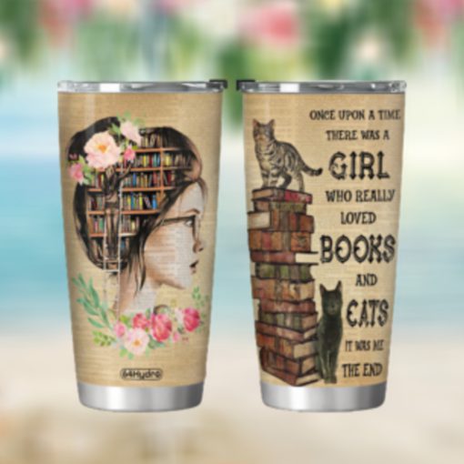 Books And Cats Girl KD2 MAL1011002 Stainless Steel Tumbler