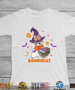 Booooks Cute Ghost Reading Library Books Halloween Teacher T Shirt