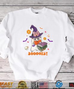 Booooks Cute Ghost Reading Library Books Halloween Teacher T Shirt