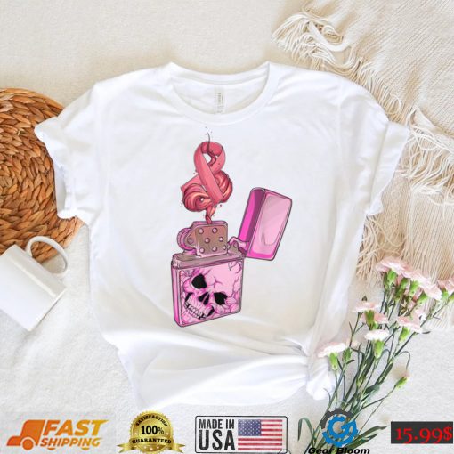 Breast Cancer Awareness Pink Fire Clipper Lighter Skeleton T Shirt   Copy (2)   Copy