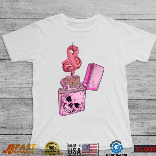 Breast Cancer Awareness Pink Fire Clipper Lighter Skeleton T Shirt   Copy (2)   Copy