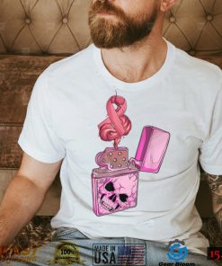 Breast Cancer Awareness Pink Fire Clipper Lighter Skeleton T Shirt Copy (2) Copy