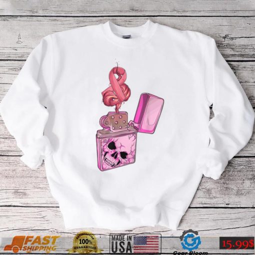 Breast Cancer Awareness Pink Fire Clipper Lighter Skeleton T Shirt   Copy (2)   Copy