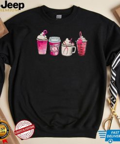 Breast Cancer Iced Coffee Pink Ribbon Coffee Lover Fighter T Shirt