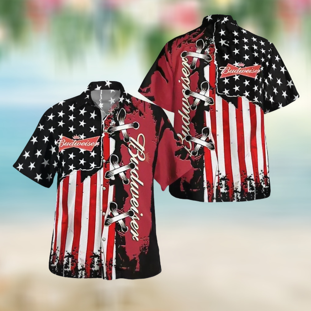 Budweiser American Flag All Over Print Hawaiian Shirt