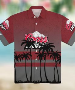 Coors Light Palm Tree Gray and Red Hawaiian Shirt
