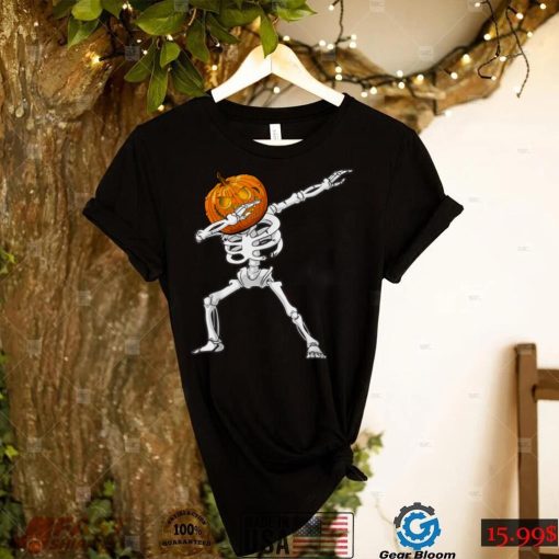 Dabbing Skeleton Pumpkin Dance Funny Pumpkin Dab Halloween T Shirt   Copy (2)