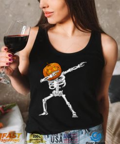 Dabbing Skeleton Pumpkin Dance Funny Pumpkin Dab Halloween T Shirt Copy (2)