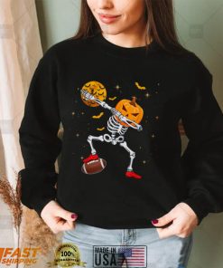 Dabbing Skeleton Pumpkin Football Halloween Boys Girls Men T Shirt Copy (2)