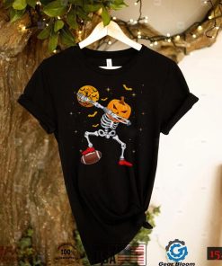 Dabbing Skeleton Pumpkin Football Halloween Boys Girls Men T Shirt Copy (2)