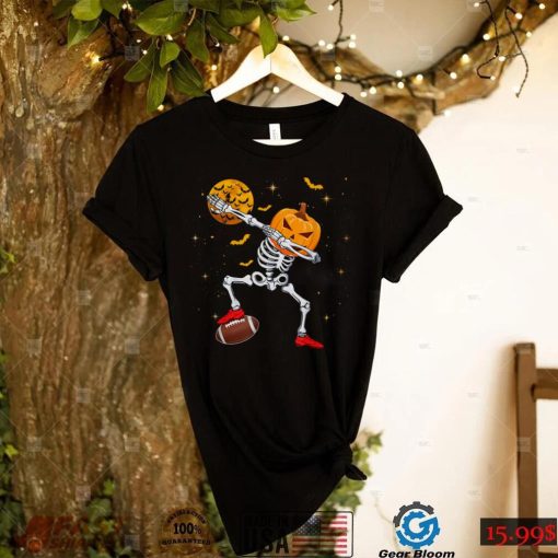 Dabbing Skeleton Pumpkin Football Halloween Boys Girls Men T Shirt   Copy (2)