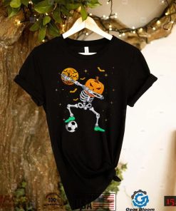 Dabbing Skeleton Pumpkin Soccer Halloween Boys Girls Men T Shirt Copy (2)