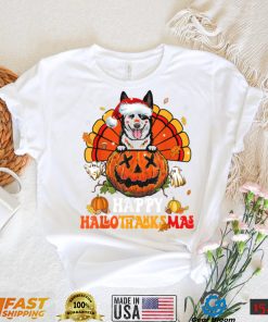 Dog Australian Cattle Hallothanksmas Halloween Thanksgiving T Shirt Copy (2)