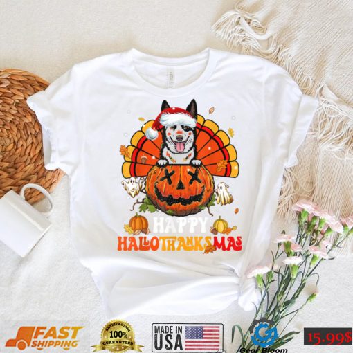 Dog Australian Cattle Hallothanksmas Halloween Thanksgiving T Shirt   Copy (2)