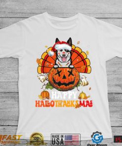 Dog Australian Cattle Hallothanksmas Halloween Thanksgiving T Shirt Copy (2)