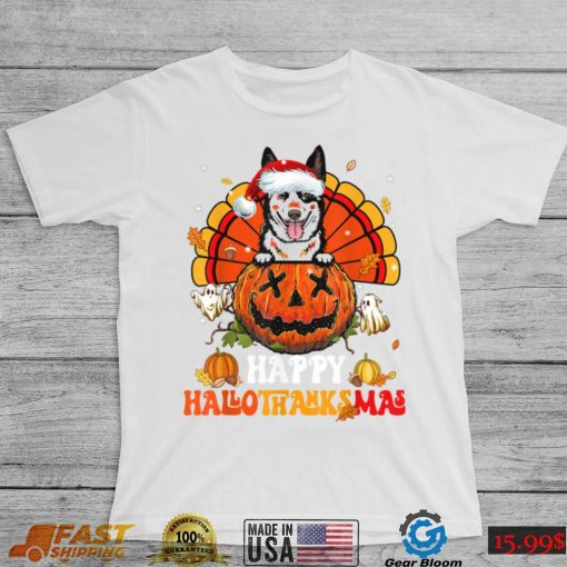 Dog Australian Cattle Hallothanksmas Halloween Thanksgiving T Shirt   Copy (2)