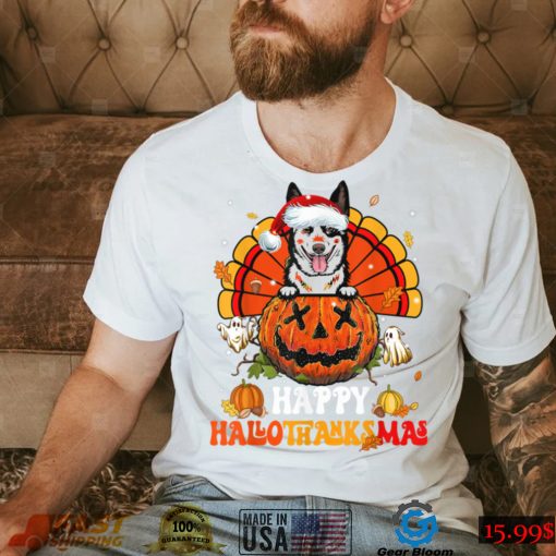 Dog Australian Cattle Hallothanksmas Halloween Thanksgiving T Shirt   Copy (2)