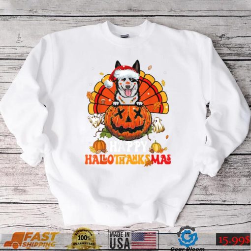 Dog Australian Cattle Hallothanksmas Halloween Thanksgiving T Shirt   Copy (2)