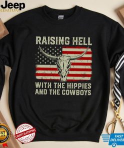 Raisin' Hell With The Hippies And Cowboys Womens Bull Skull Long Sleeve T Shirt