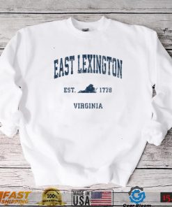 East Lexington Virginia VA Vintage Athletic Navy Sports Desi T Shirt