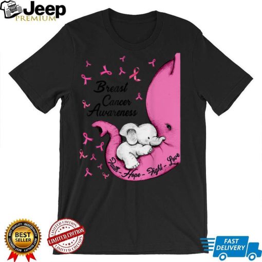 Faith Hope Fight Love Elephant Breast Cancer Awareness T Shirt