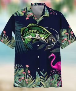 Flamingo Tropical Bass Fishing Hawaiian Shirt