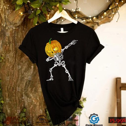Funny Dabbing Skeleton Pumpkin Halloween Dab Scary Halloween T Shirt