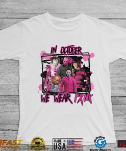 Funny Murder In October We Wear Pink Breast Cancer Awareness T Shirt