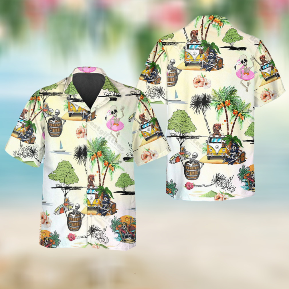 Funny Skull Beach Dancing Hawaiian Shirt