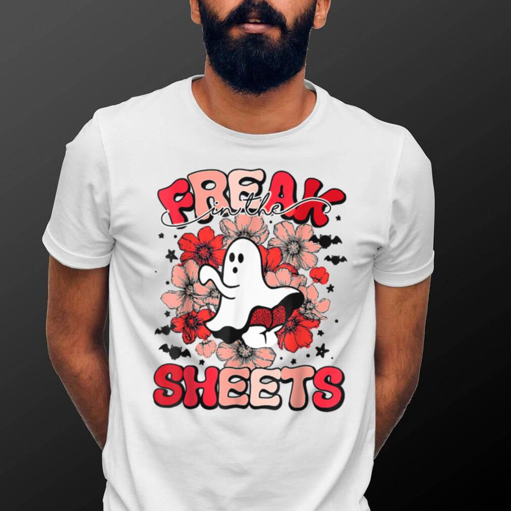 Funny Spooky Freak In The Sheets Halloween Floral Ghost T Shirt