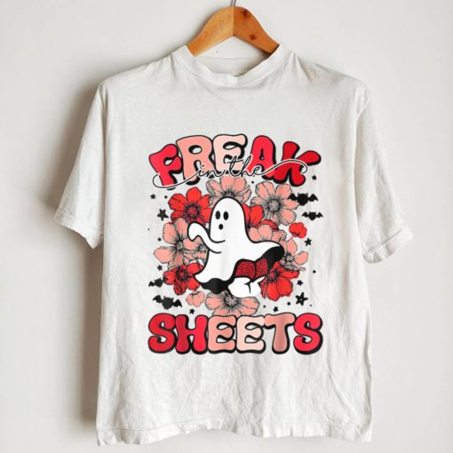 Funny Spooky Freak In The Sheets Halloween Floral Ghost T Shirt