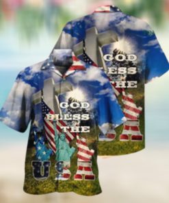 God bless USA Statue of Liberty American Hawaiian Shirt