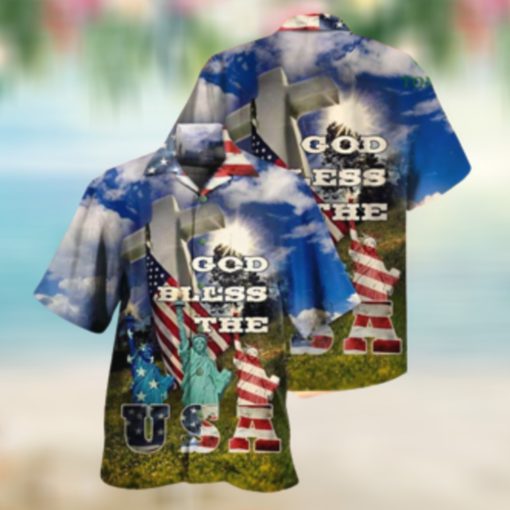 God bless USA Statue of Liberty American Hawaiian Shirt