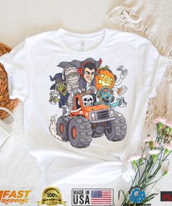 Halloween Gamer Skeleton Zombie Monster Truck Boys Kids T Shirt