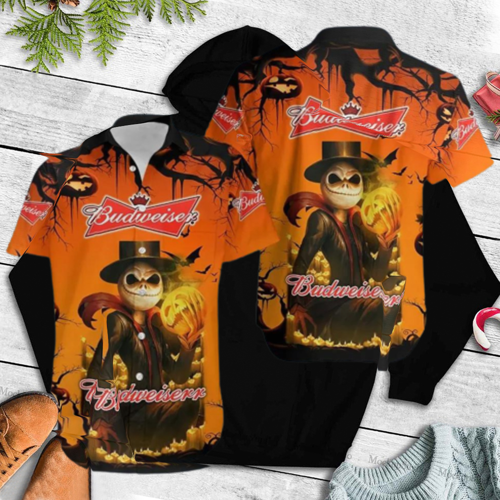 Halloween Jack Skellington Budweiser Hawaiian Shirt - teejeep