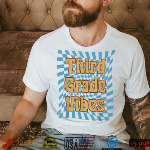 Hello Third Grade Vibes Retro Teachers Kids Back To School T Shirt