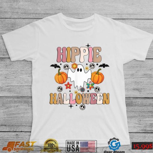 Hippie Halloween Funny Halloween With Ghost Boo Spooky T Shirt