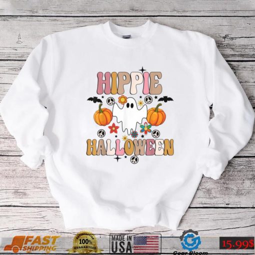 Hippie Halloween Funny Halloween With Ghost Boo Spooky T Shirt