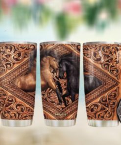 Horse Couple Leather Style HLZ2312007 Stainless Steel Tumbler
