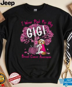 I Wear Pink For My Gigi Breast Cancer Awareness Shih Tzu Dog T Shirt