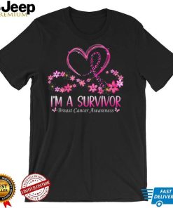 I'm A Survivor Breast Cancer Awareness Pink Ribbon Flower T Shirt