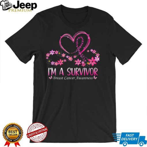 I'm A Survivor Breast Cancer Awareness Pink Ribbon Flower T Shirt