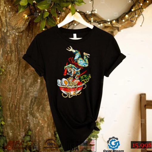 Japanese Tattoo Cottagecore Frog Jumping In Ramen Bowl Noodle T Shirt