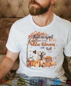 Just a Girl who loves Golden Retriever and Fall Pumpkin Happy Thanksgiving shirt