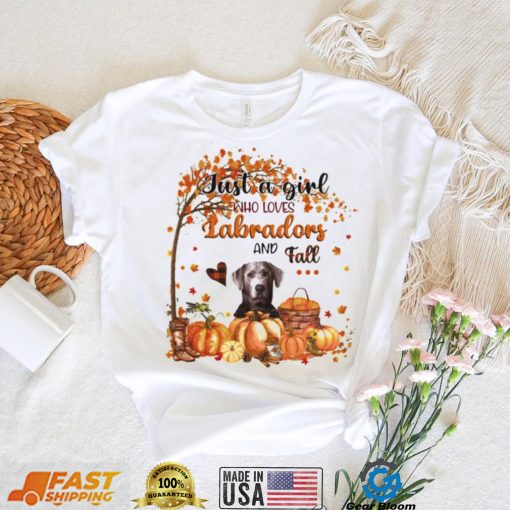 Just a Girl who loves Silver Labrador and Fall Pumpkin Happy Thanksgiving shirt