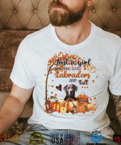 Just a Girl who loves Silver Labrador and Fall Pumpkin Happy Thanksgiving shirt